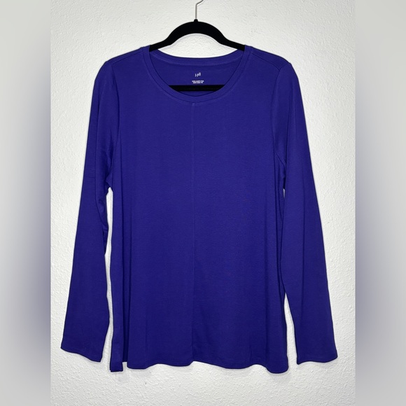 J. Jill NWT Long Sleeve Pima Crew Scoop Neck Tee Majestic Violet Purple L - Picture 2 of 7